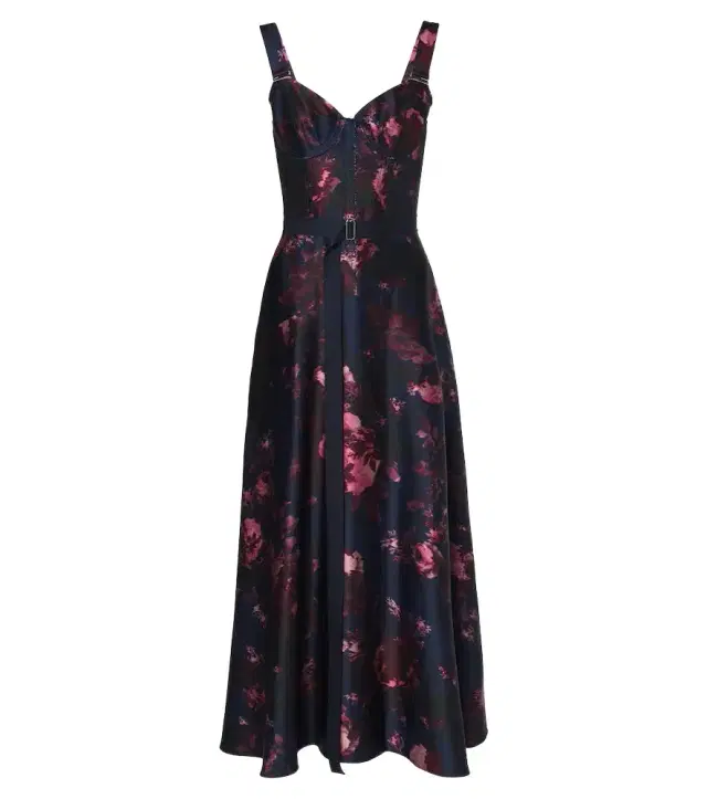 Erdem Belted floral bustier dress