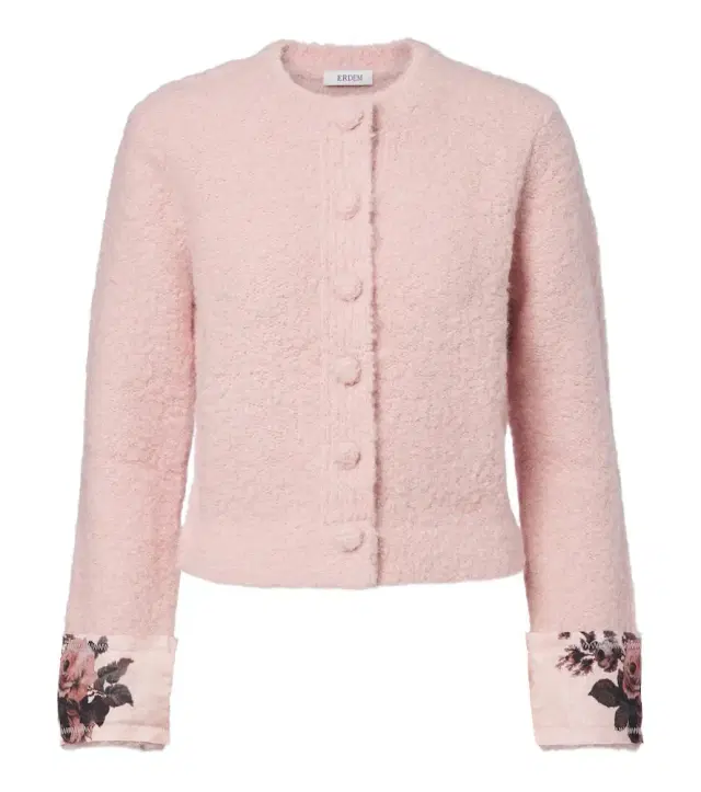 Erdem Floral wool and alpaca bouclé cardigan