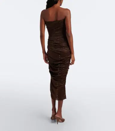 Alex Perry Leopard-print ruched lace midi dress | Thumbnail 2