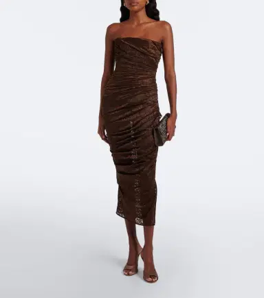 Alex Perry Leopard-print ruched lace midi dress | Thumbnail 6