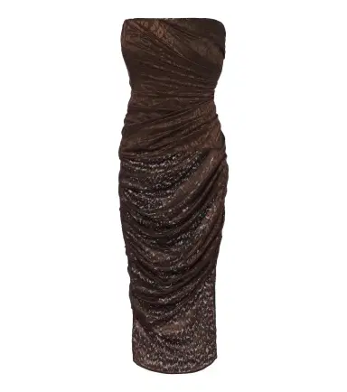 Alex Perry Leopard-print ruched lace midi dress | Thumbnail 1