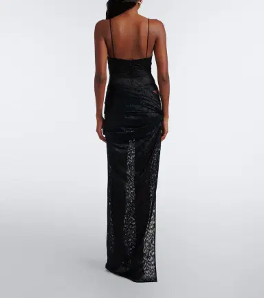 Alex Perry Draped leopard-print lace maxi dress | Thumbnail 3