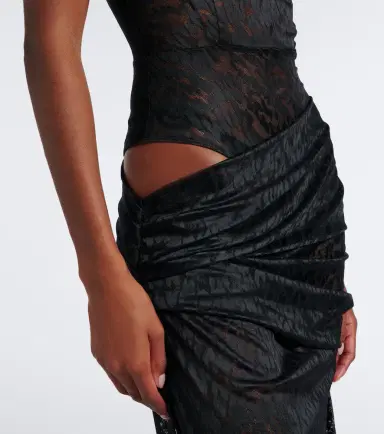 Alex Perry Draped leopard-print lace maxi dress | Thumbnail 6
