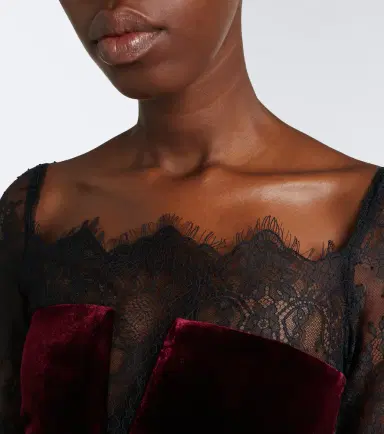Roland Mouret Lace-trimmed velvet gown | Thumbnail 2