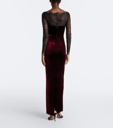 Roland Mouret Lace-trimmed velvet gown | Thumbnail 5