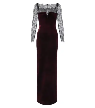 Roland Mouret Lace-trimmed velvet gown | Thumbnail 1