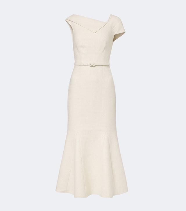 Roland Mouret Belted asymmetric bouclé cocktail dress