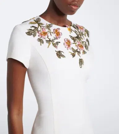 Oscar de la Renta Floral-appliqué wool-blend cocktail dress | Thumbnail 2 Oscar de la Renta Floral-appliqué wool-blend cocktail dress | Thumbnail 2
