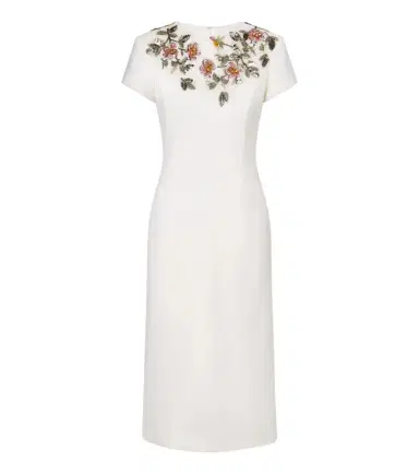 Oscar de la Renta Floral-appliqué wool-blend cocktail dress | Thumbnail 1 Oscar de la Renta Floral-appliqué wool-blend cocktail dress | Thumbnail 1