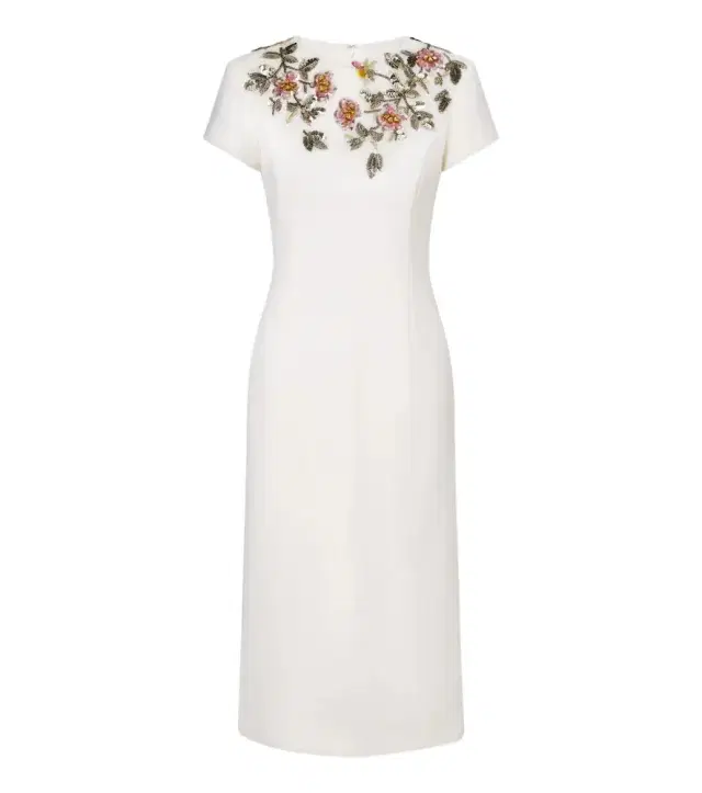 Oscar de la Renta Floral-appliqué wool-blend cocktail dress