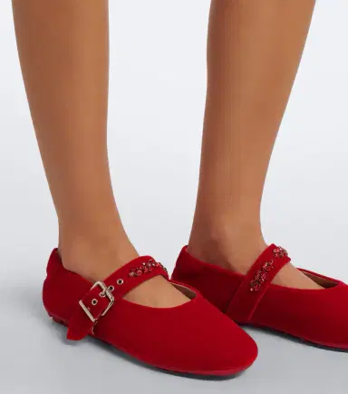 Simone Rocha Embellished velvet Mary Jane flats | Thumbnail 6