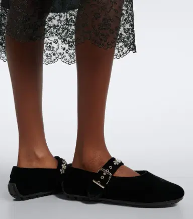 Simone Rocha Embellished velvet Mary Jane flats | Thumbnail 5 Simone Rocha Embellished velvet Mary Jane flats | Thumbnail 5