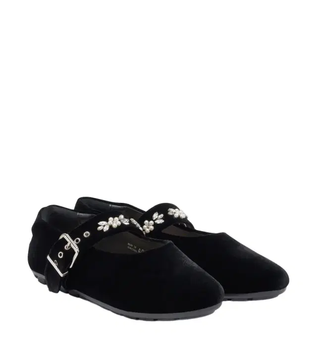 Simone Rocha Embellished velvet Mary Jane flats