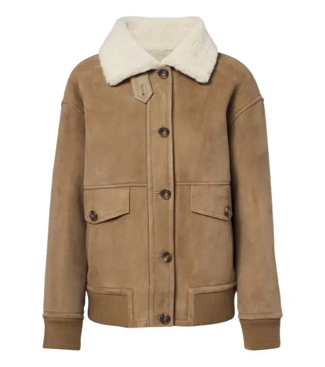 Yves Salomon Teddy-trimmed suede jacket