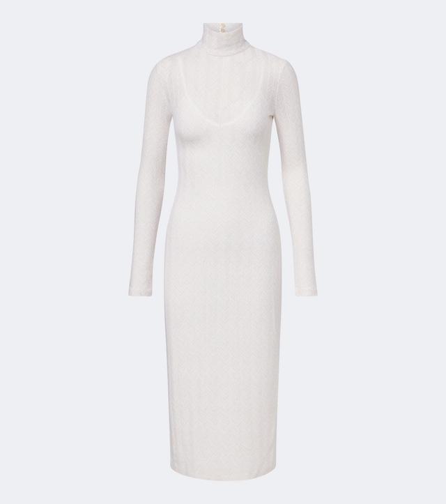 Missoni Zigzag knitted turtleneck midi dress