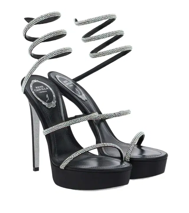 René Caovilla Cleo embellished satin platform sandals