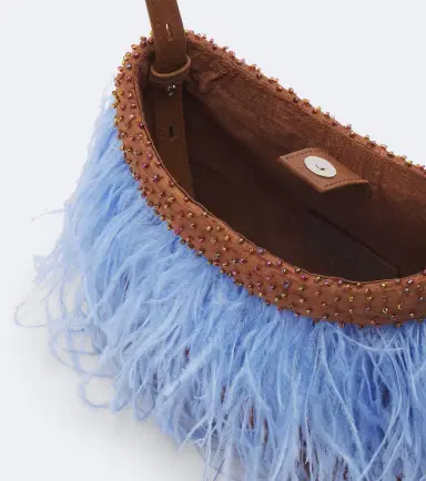 Staud Winslow feather-trimmed shoulder bag | Thumbnail 2