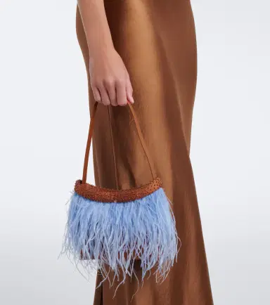 Staud Winslow feather-trimmed shoulder bag | Thumbnail 4
