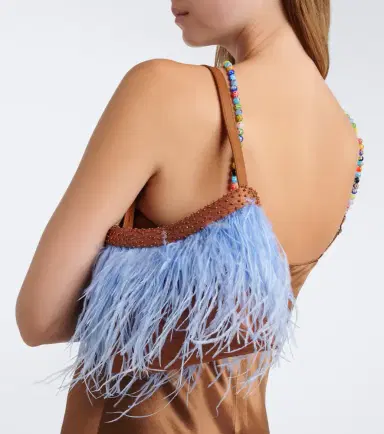 Staud Winslow feather-trimmed shoulder bag | Thumbnail 5
