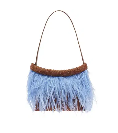 Staud Winslow feather-trimmed shoulder bag | Thumbnail 1