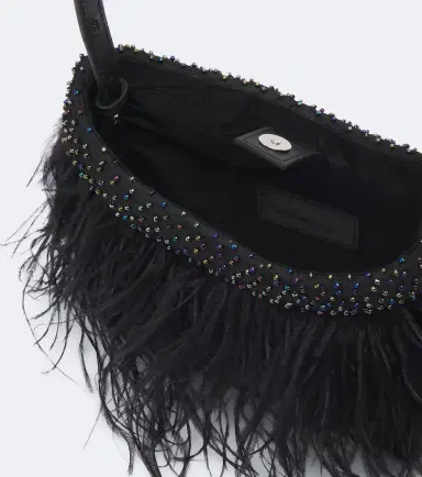Staud Winslow feather-trimmed shoulder bag | Thumbnail 2 Staud Winslow feather-trimmed shoulder bag | Thumbnail 2