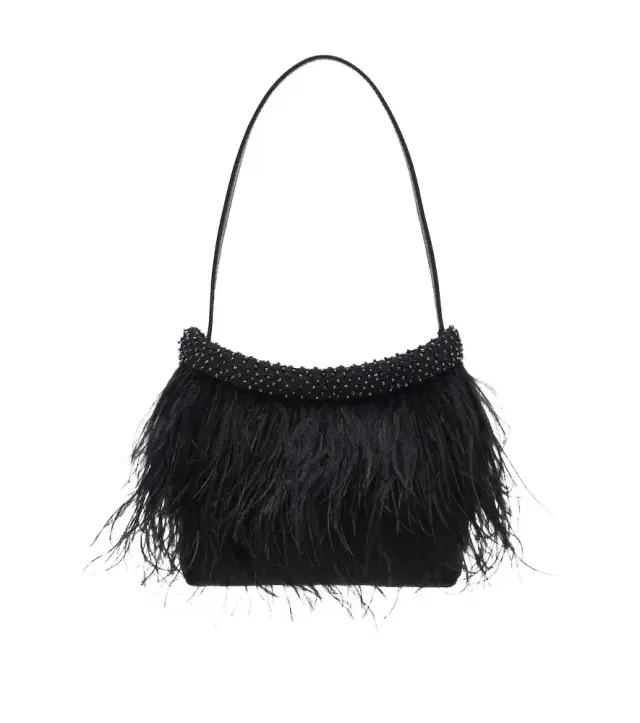 Staud Winslow feather-trimmed shoulder bag