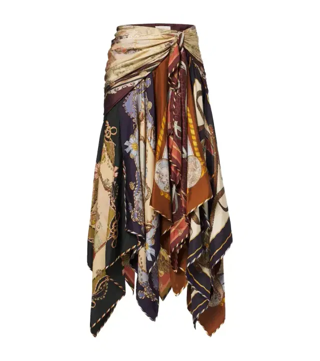 Zimmermann Valiant draped printed silk maxi skirt