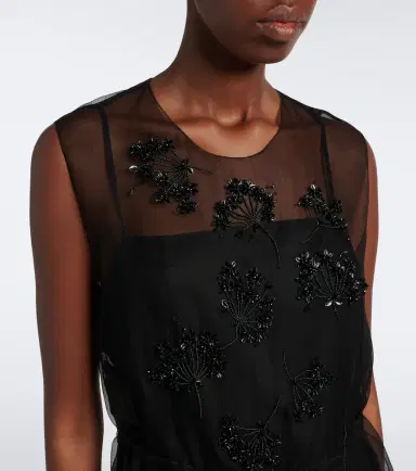 Prada Floral-appliqué silk midi dress | Thumbnail 4 Prada Floral-appliqué silk midi dress | Thumbnail 4