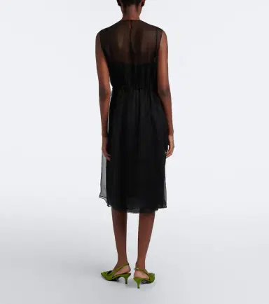 Prada Floral-appliqué silk midi dress | Thumbnail 5 Prada Floral-appliqué silk midi dress | Thumbnail 5