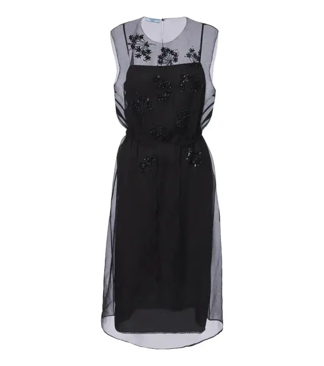 Prada Floral-appliqué silk midi dress