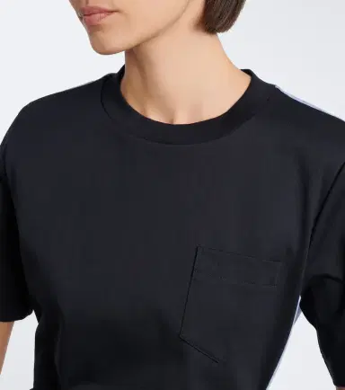 Sacai Layered cotton jersey and poplin top | Thumbnail 2
