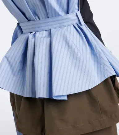 Sacai Layered cotton jersey and poplin top | Thumbnail 6