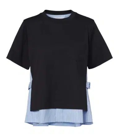 Sacai Layered cotton jersey and poplin top | Thumbnail 1