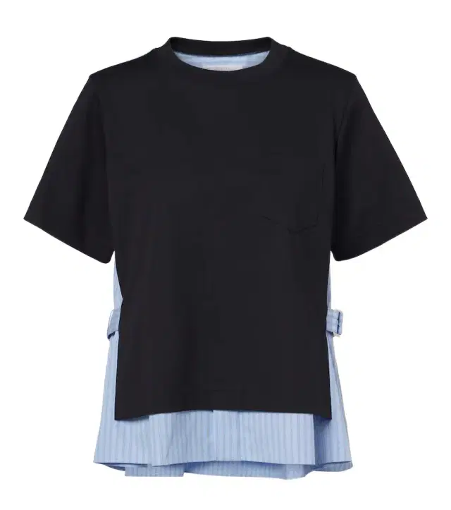 Sacai Layered cotton jersey and poplin top