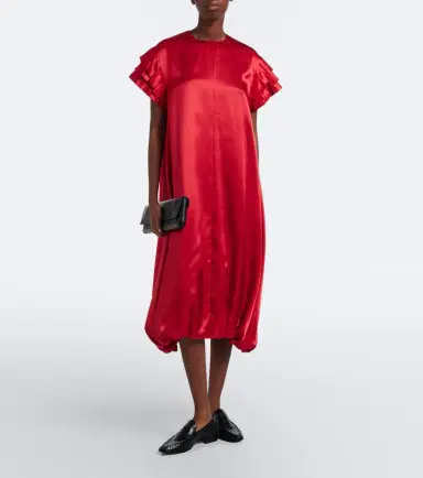 NOIR KEI NINOMIYA Pleated gathered satin midi dress | Thumbnail 2 NOIR KEI NINOMIYA Pleated gathered satin midi dress | Thumbnail 2