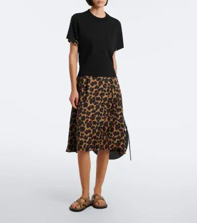 Sacai Leopard-print cotton jersey midi dress | Thumbnail 4 Sacai Leopard-print cotton jersey midi dress | Thumbnail 4
