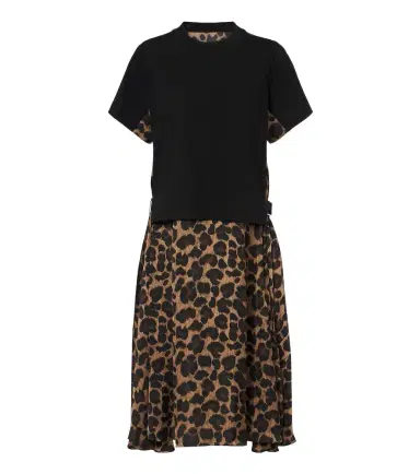 Sacai Leopard-print cotton jersey midi dress | Thumbnail 1 Sacai Leopard-print cotton jersey midi dress | Thumbnail 1