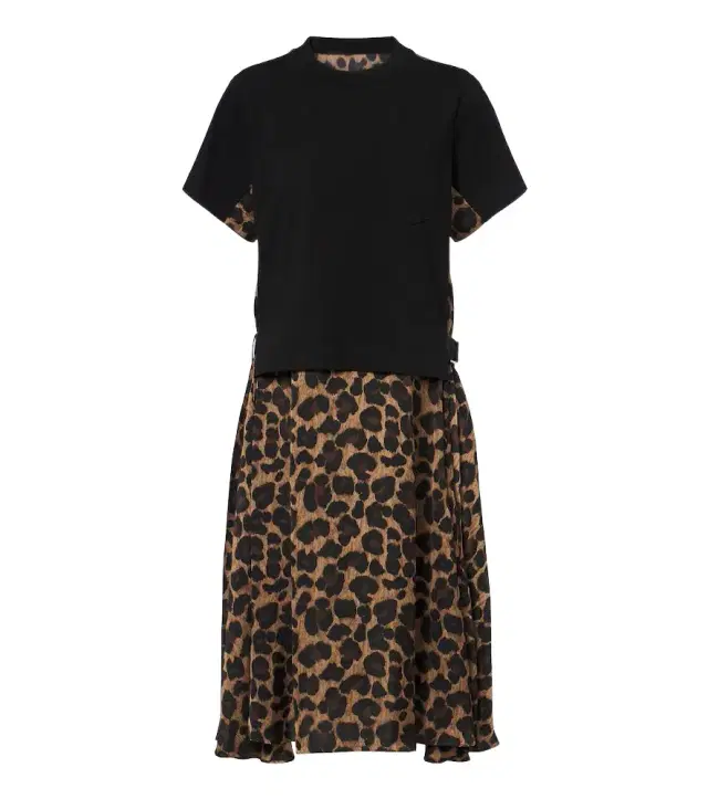 Sacai Leopard-print cotton jersey midi dress