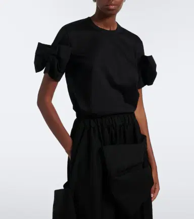 NOIR KEI NINOMIYA Bow-detail cotton jersey T-shirt | Thumbnail 2