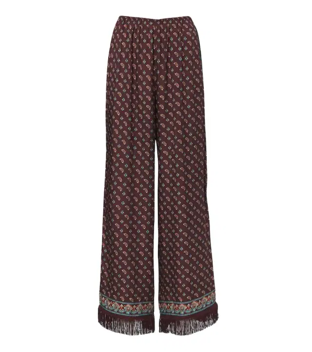 DÔEN Dôen Lavona fringed silk-blend wide-leg pants