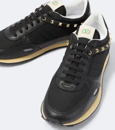 Valentino Garavani Stud Up leather-trimmed sneakers | Thumbnail 2 Valentino Garavani Stud Up leather-trimmed sneakers | Thumbnail 2