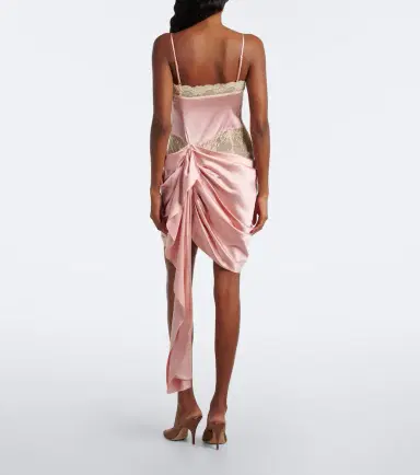 Xu Zhi Draped lace-trimmed silk satin minidress | Thumbnail 2