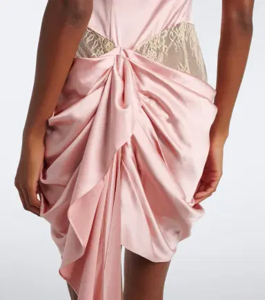 Xu Zhi Draped lace-trimmed silk satin minidress | Thumbnail 5