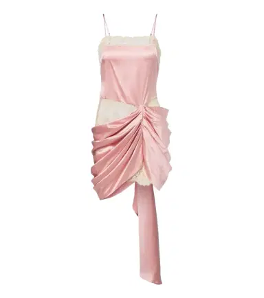 Xu Zhi Draped lace-trimmed silk satin minidress | Thumbnail 1