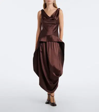 Xu Zhi Asymmetric silk satin midi dress | Thumbnail 3