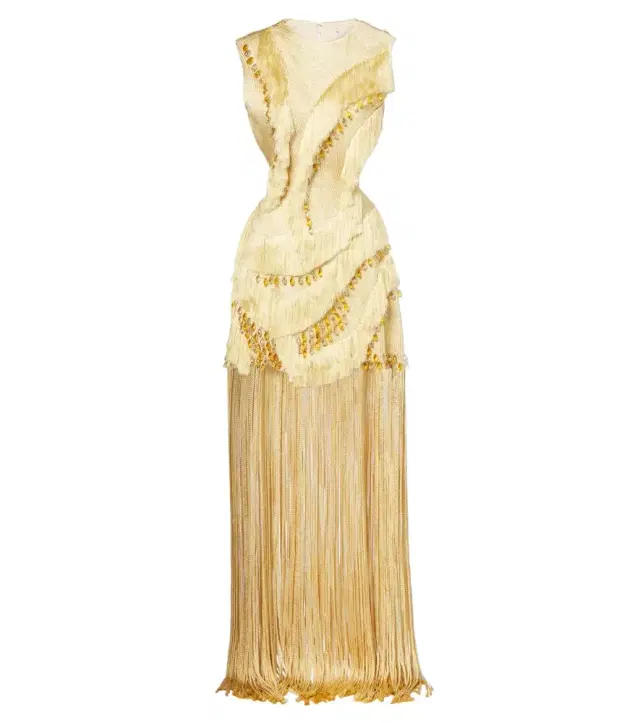 Xu Zhi Embellished fringed open-back minidress