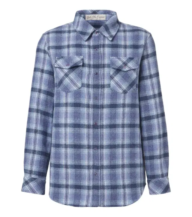 God’s True Cashmere Uniform plaid cashmere shirt with amethysts