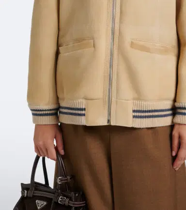 Prada Wool-trimmed shearling bomber jacket | Thumbnail 2