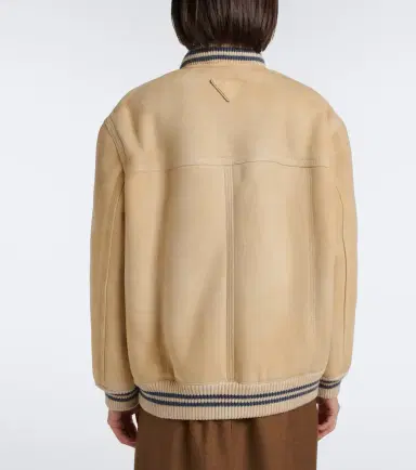 Prada Wool-trimmed shearling bomber jacket | Thumbnail 3