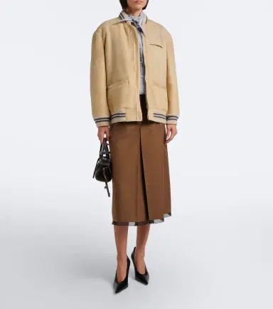 Prada Wool-trimmed shearling bomber jacket | Thumbnail 5